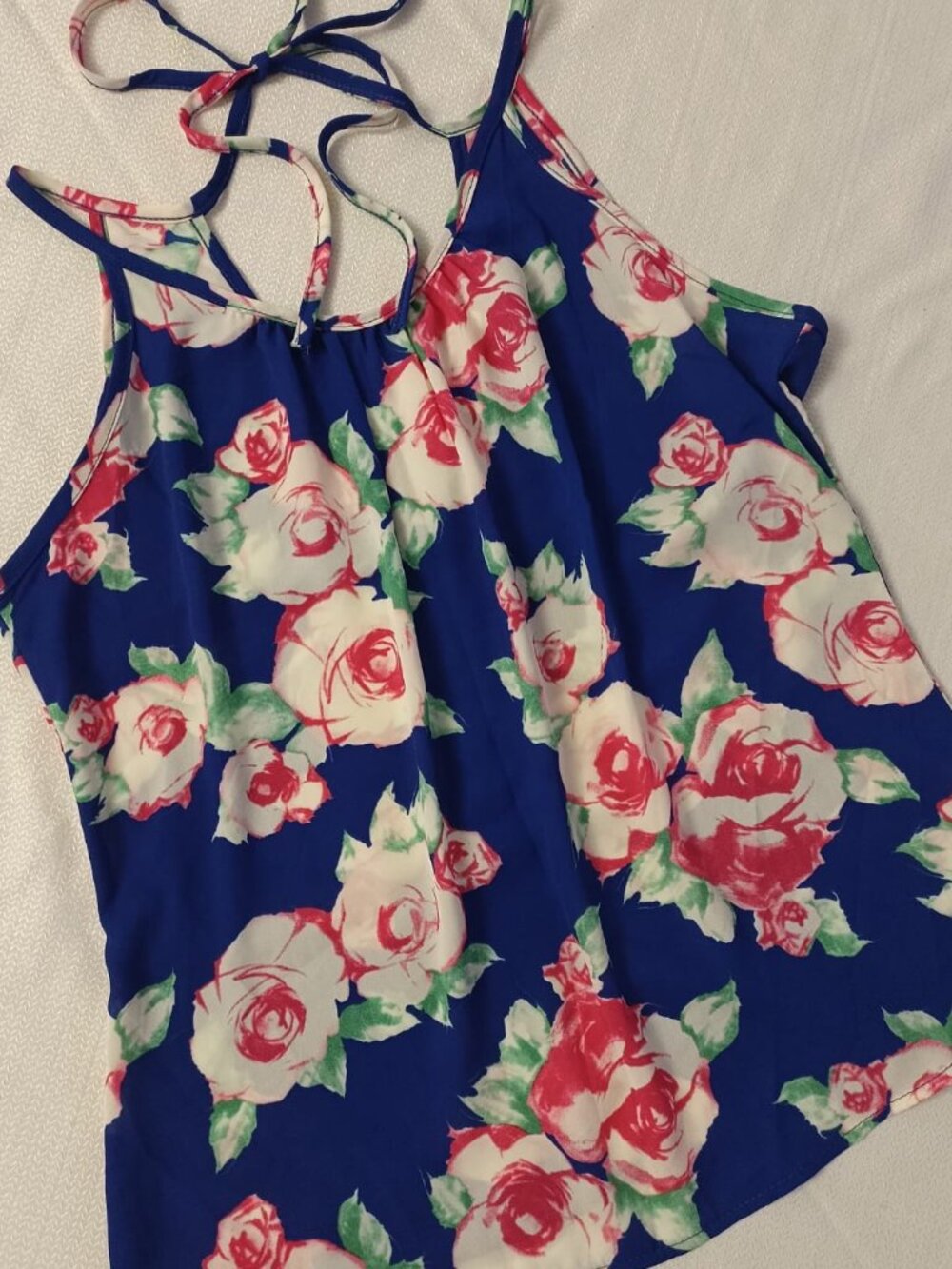 a'gaci Royal Blue Floral Tie-Strap Tank